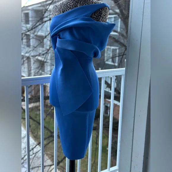 ASOS One-Shoulder Blue Draped Dress - Picture 5 of 10